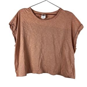 We The Free Peach Boxy Oversized Short Sleeve T-Shirt Crop Top Size Small FLAWED